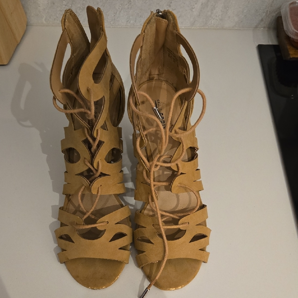 Call It Spring Tan Heeled Sandals